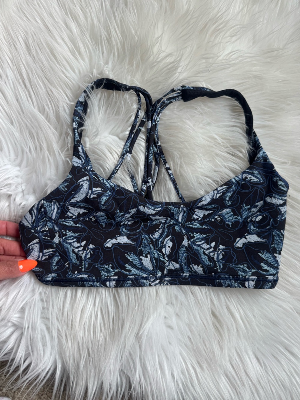 lululemon athletica Black & Light Blue Printed Sports Bra